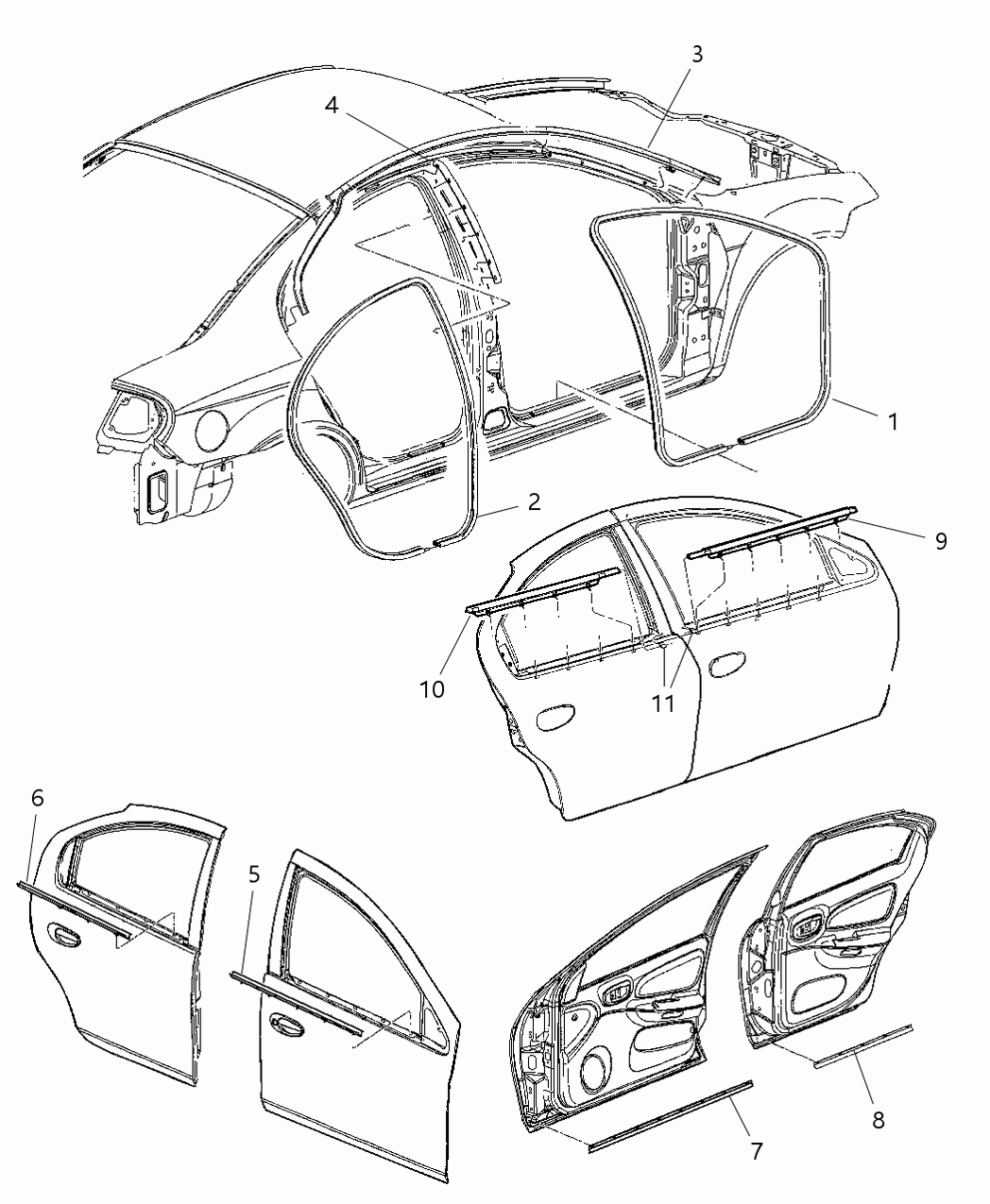 Mopar 5008296AB Weatherstrip Center Pillar