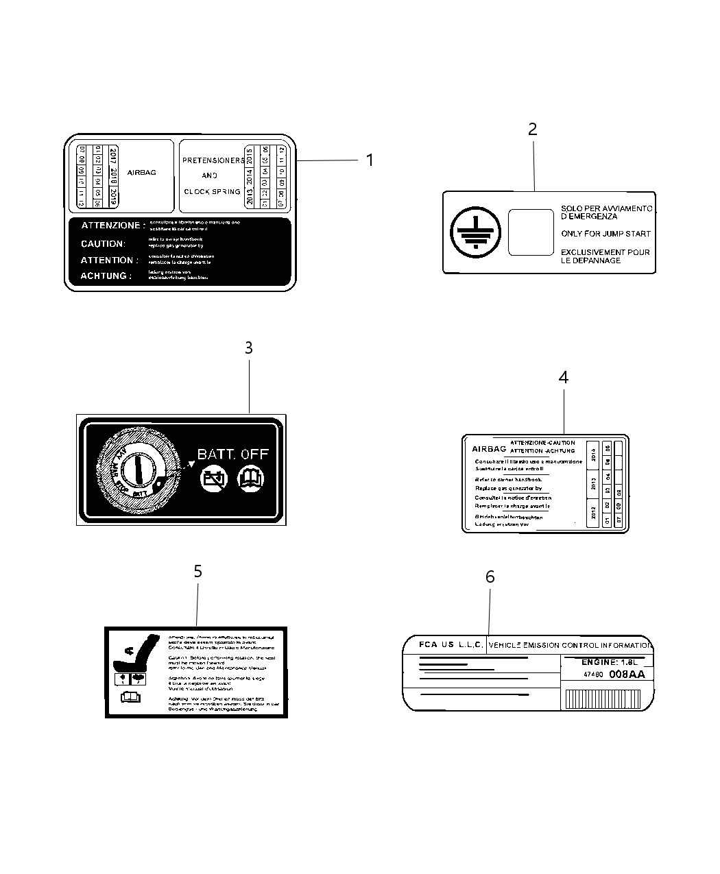 Mopar 68366325AA Label Vehicle Emission Control Information