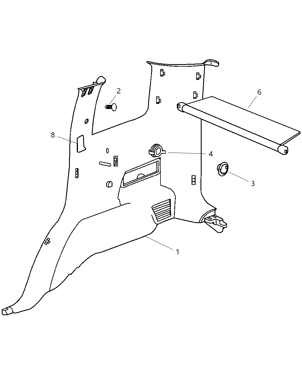 Mopar 5HG55WL5AK Panel Quarter Trim