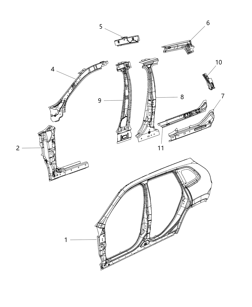 Mopar 68102782AA Reinforcement Roof Rail