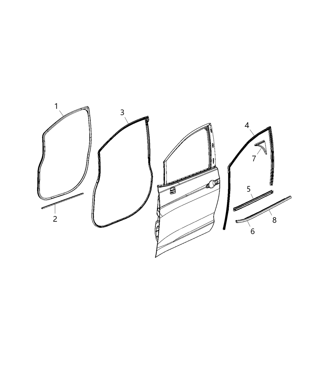 Mopar 68188789AE Weatherstrip Front Door Belt Outer
