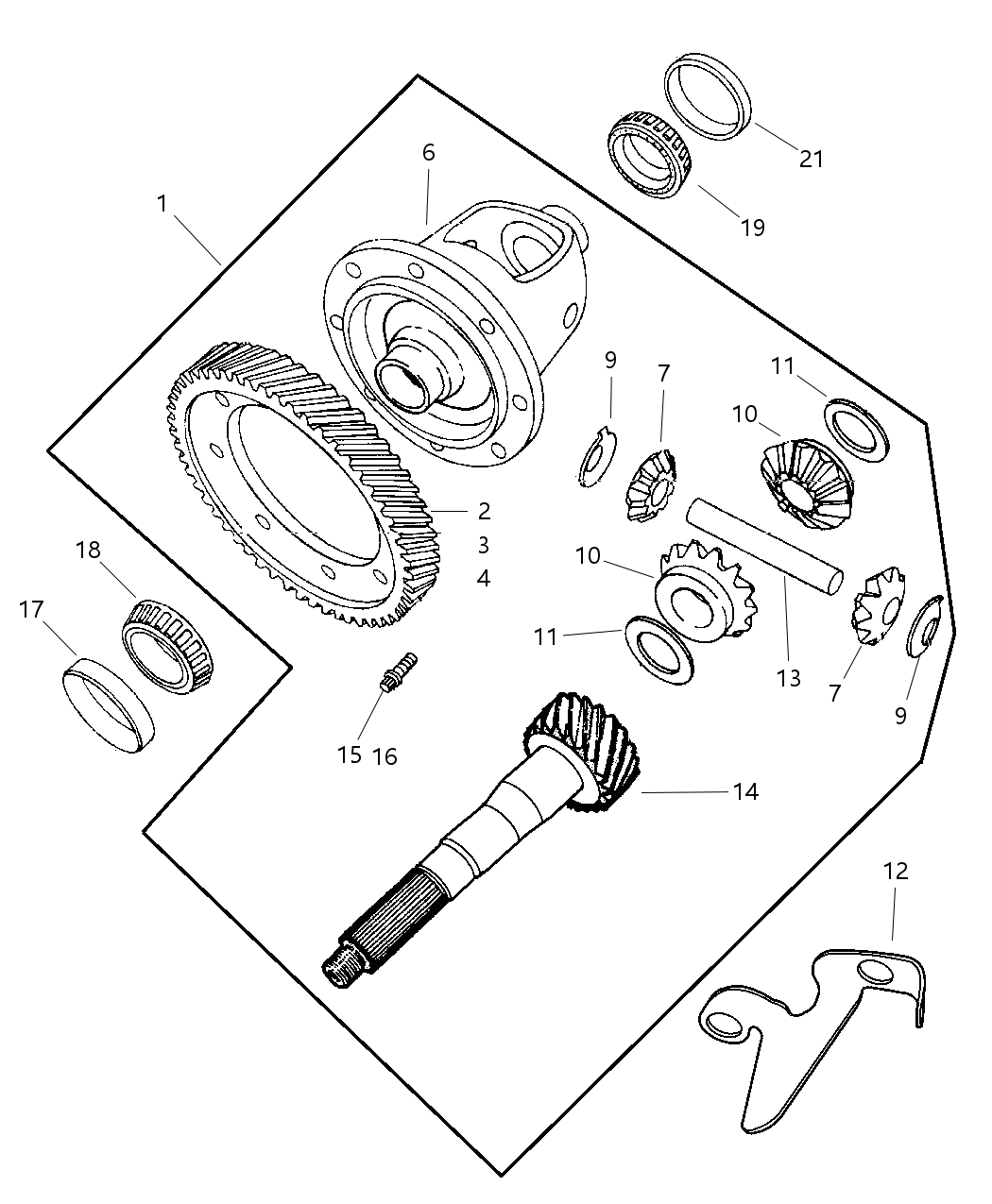 Mopar 5016315AB Gear Package Differential: Spider & Pinion Gears, Shaft