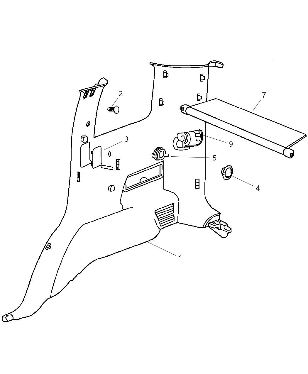 Mopar 5HG56WL5AI Panel Quarter Trim