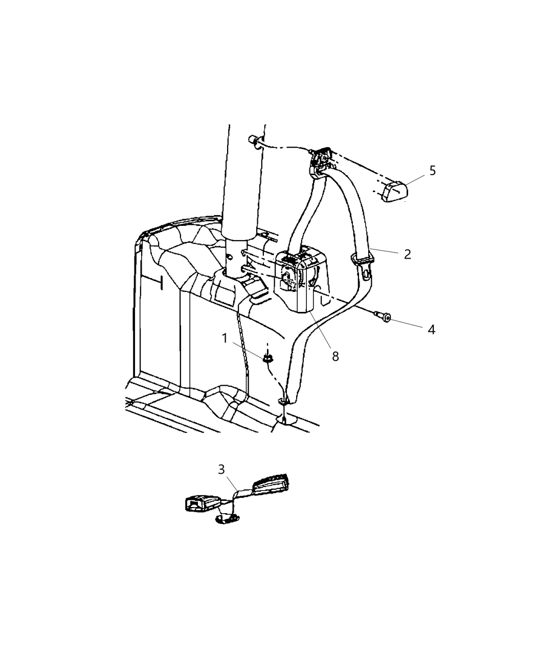 Mopar 68002969AA Bolt Center Seat Belt To Frame Attaching