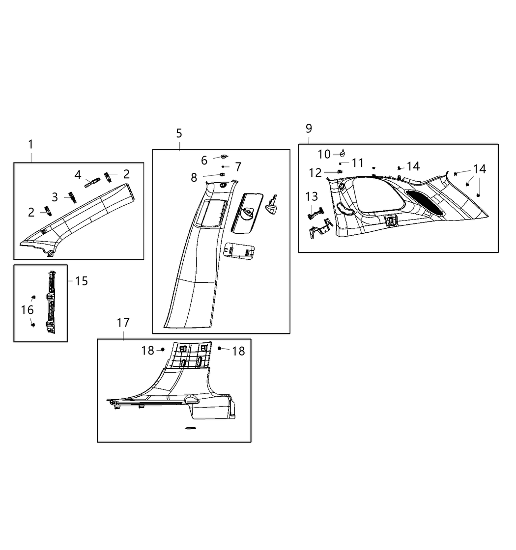 Mopar 5LT14PS4AA Cover Screw Upper Quarter Trim - SRS Embossed