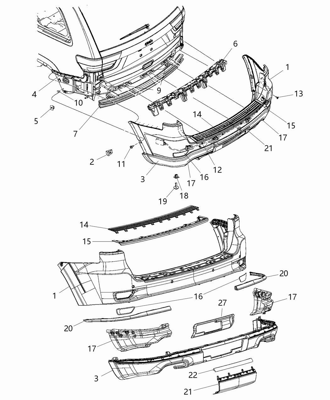 Mopar 4578827AG Beam Rear Bumper