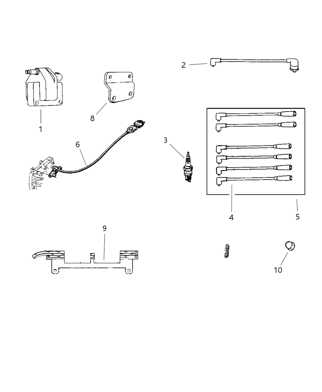 Mopar SPW07059AA Wire Set, Ignition , (Includes Coil Wire)
