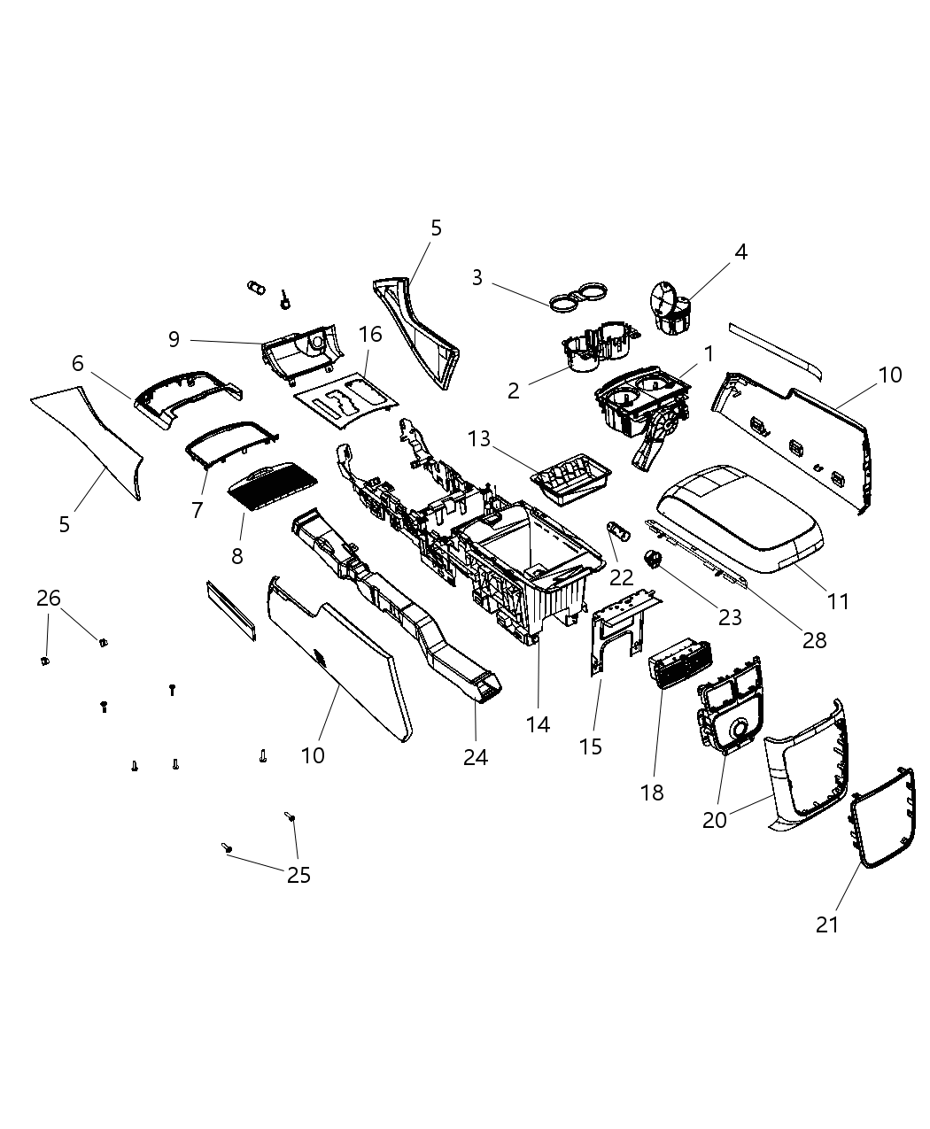 Mopar 1VT05HL1AB End Cap Console