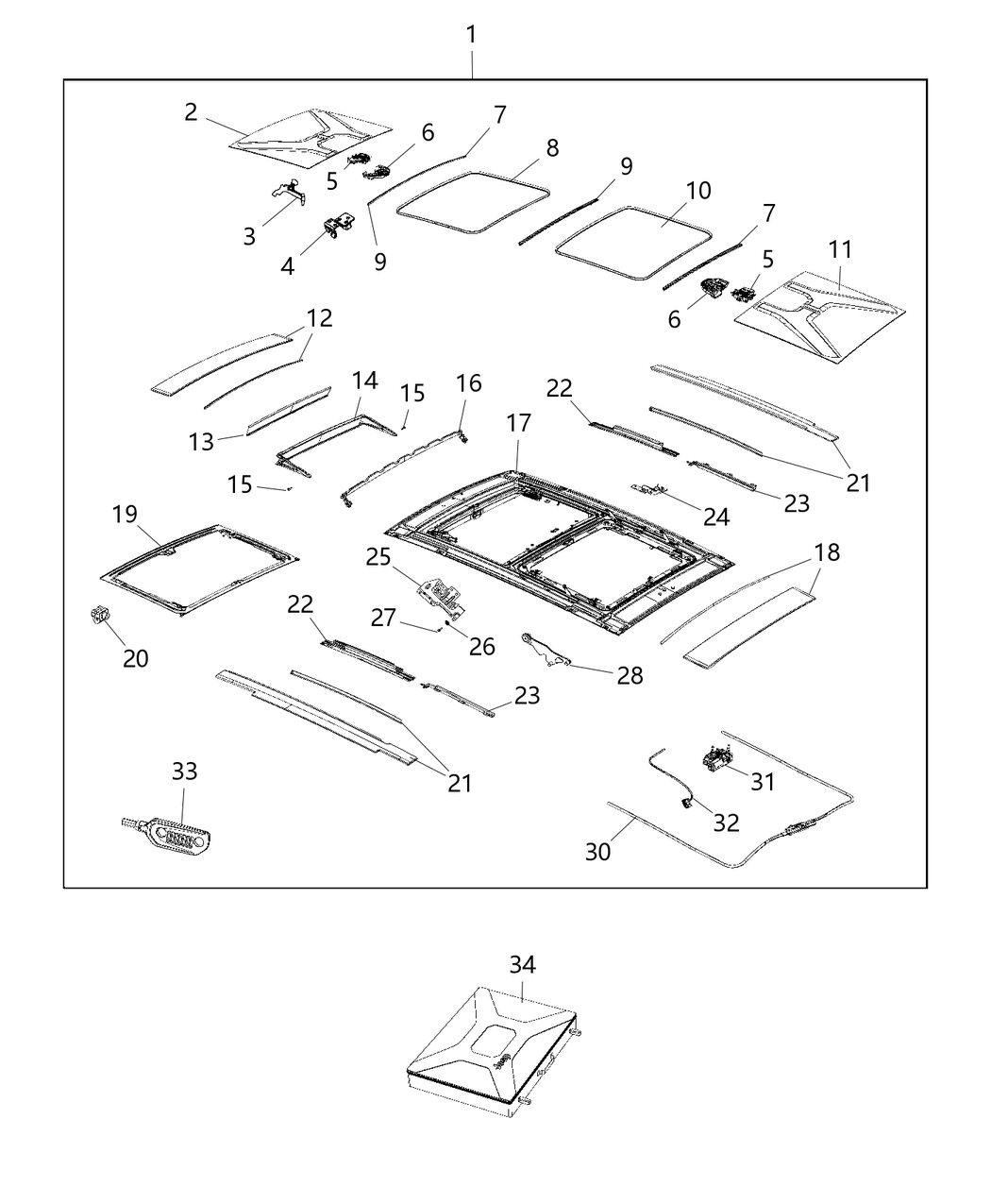 Mopar 68324501AA Lever Sunroof Panel
