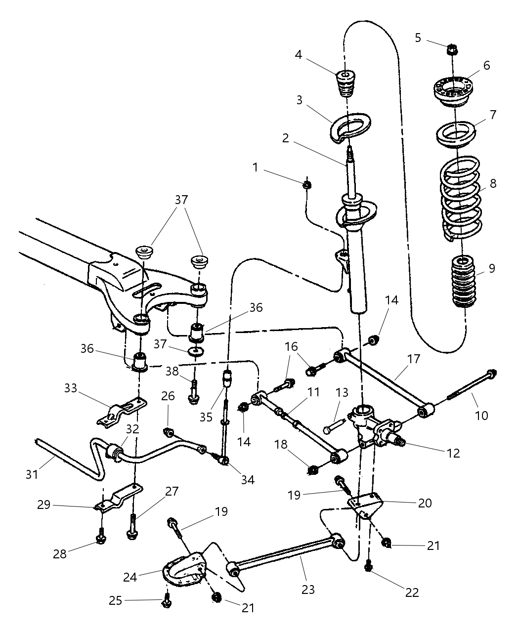 Mopar 4782781AA Damper Strut Rear Suspension