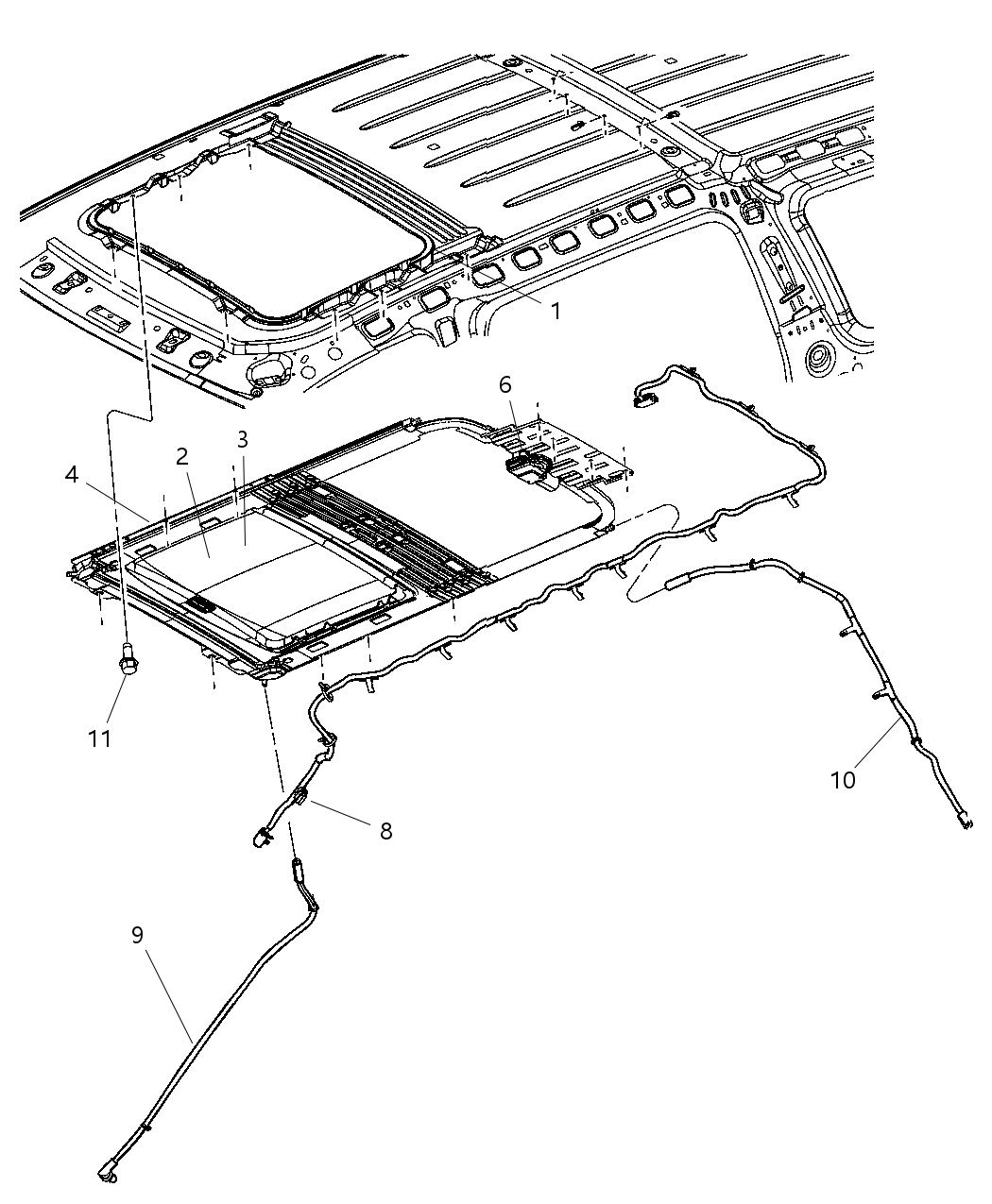 Mopar 5135010AD Frame Sunroof Sunroof Guides Are Serviced With The Frame