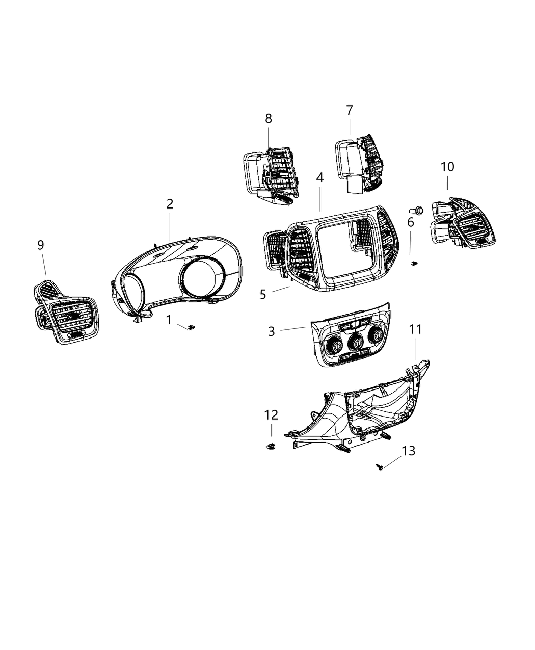 Mopar 5UT65XSAAD Outlet A/C & Heater Outboard Right