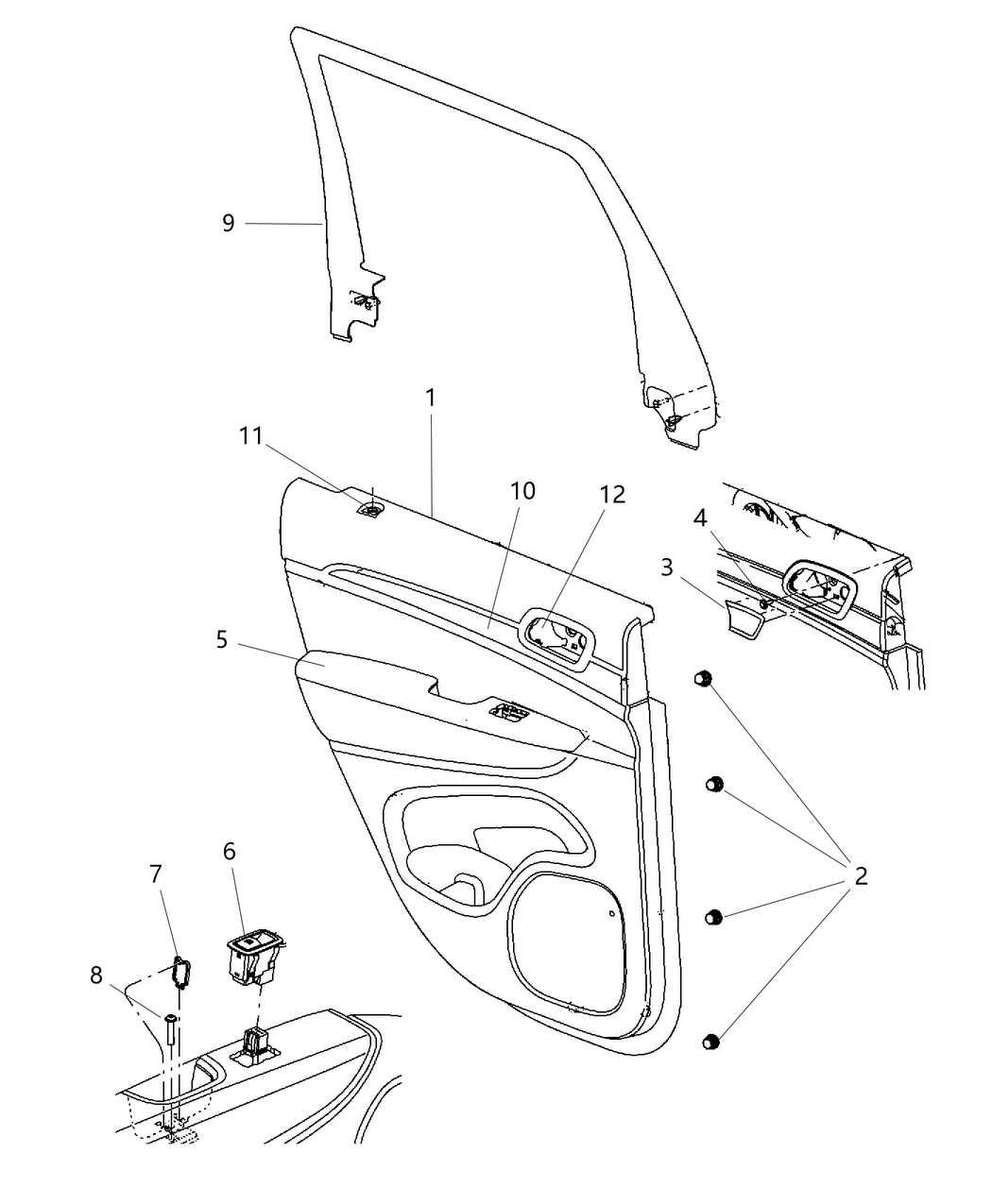 Mopar 5PS482X9AA Panel Rear Door Trim