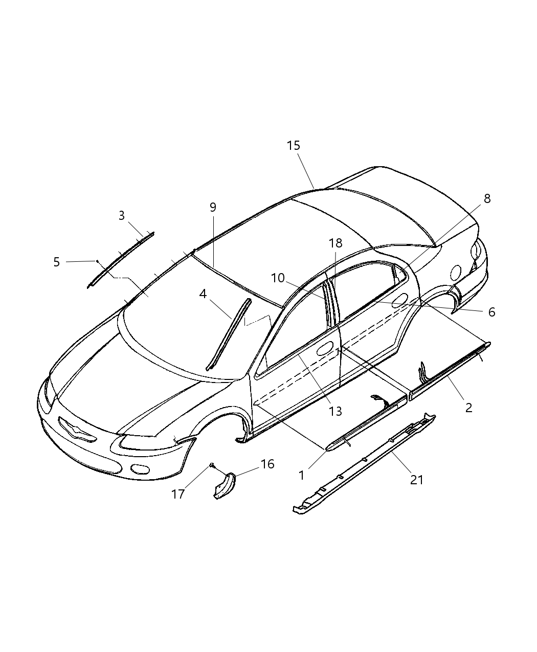 Mopar SX11ZDRAC Molding Front Door