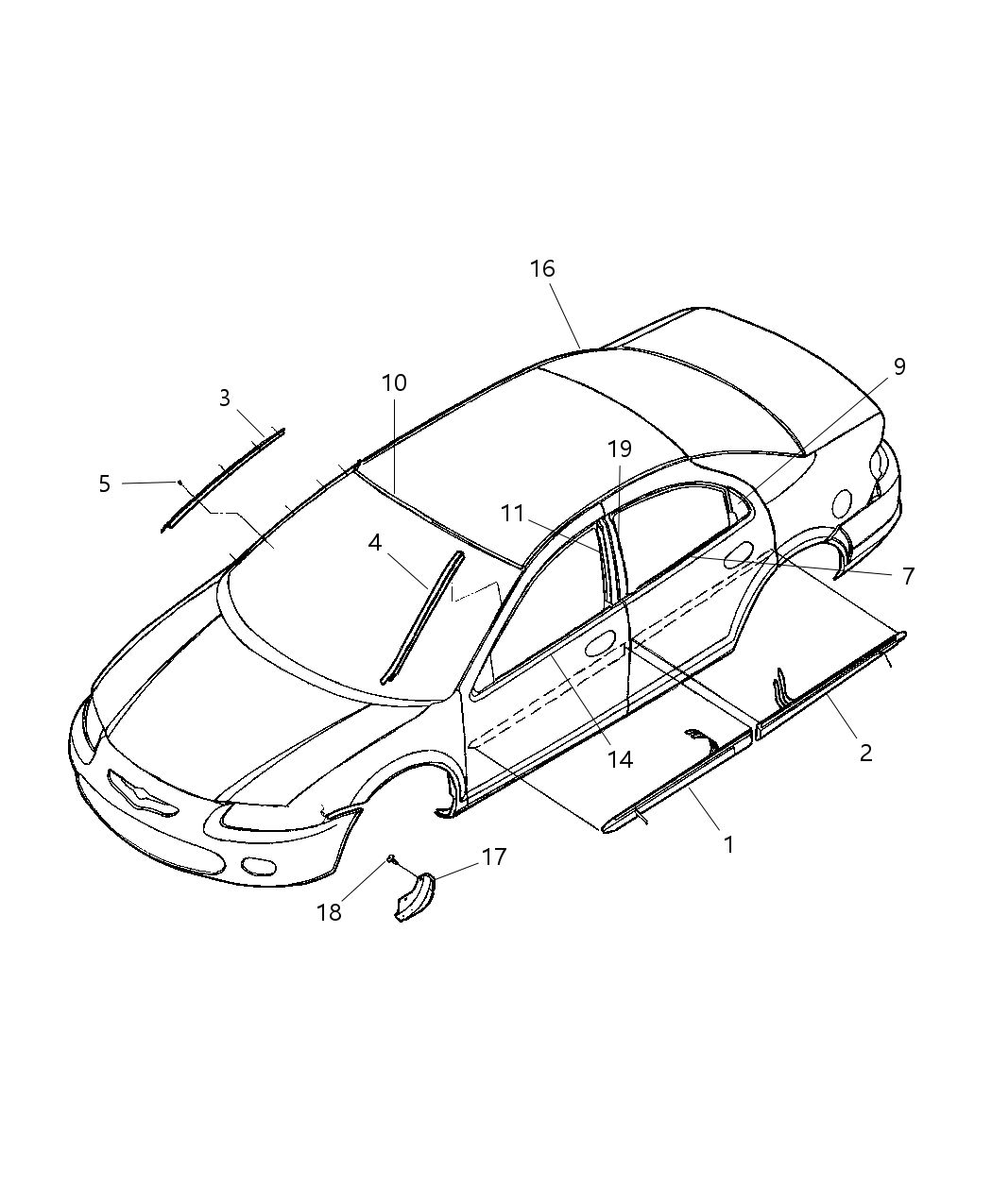 Mopar SX10ZDRAB Molding Front Door