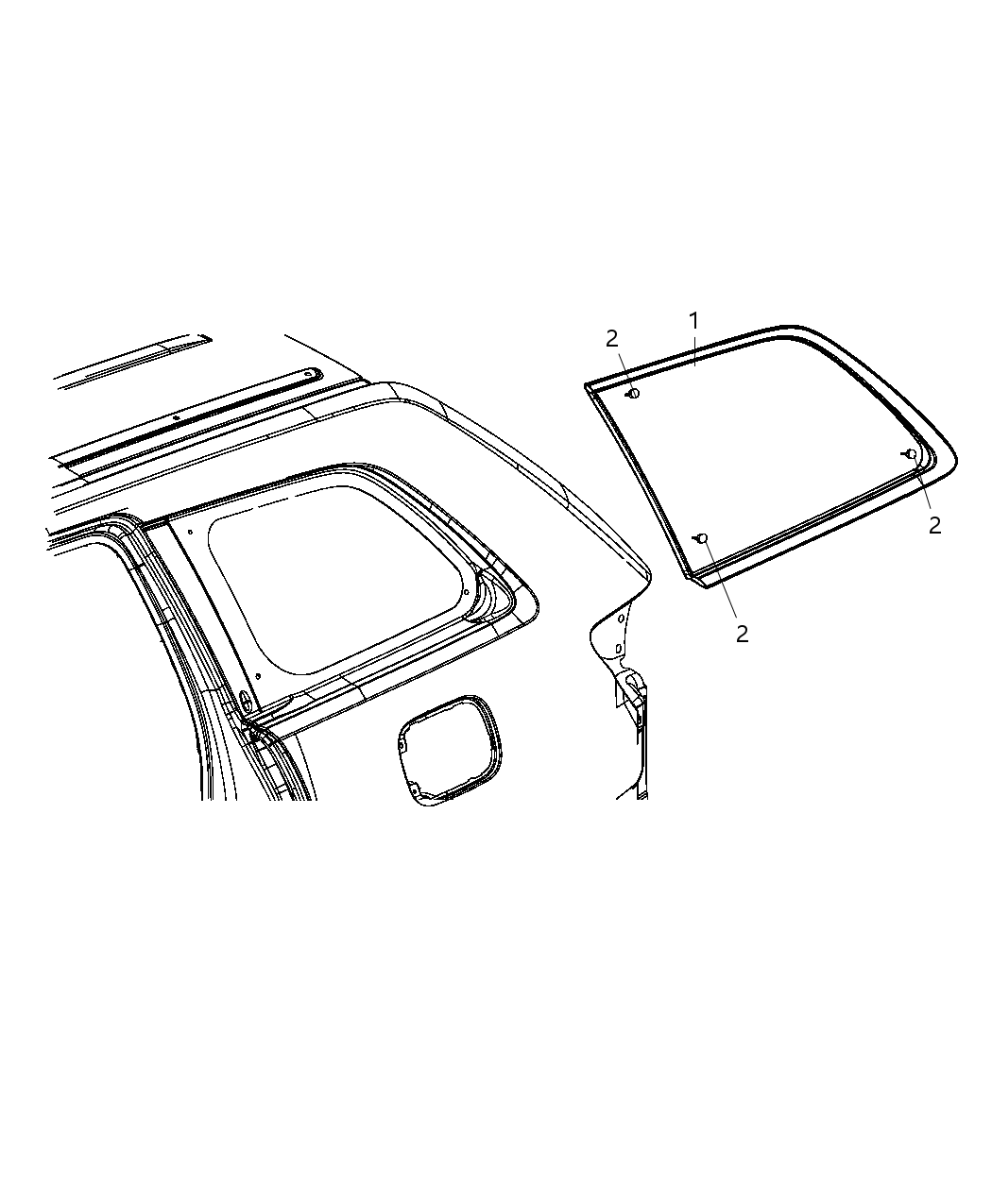 Mopar 68081519AA Glass Quarter Window