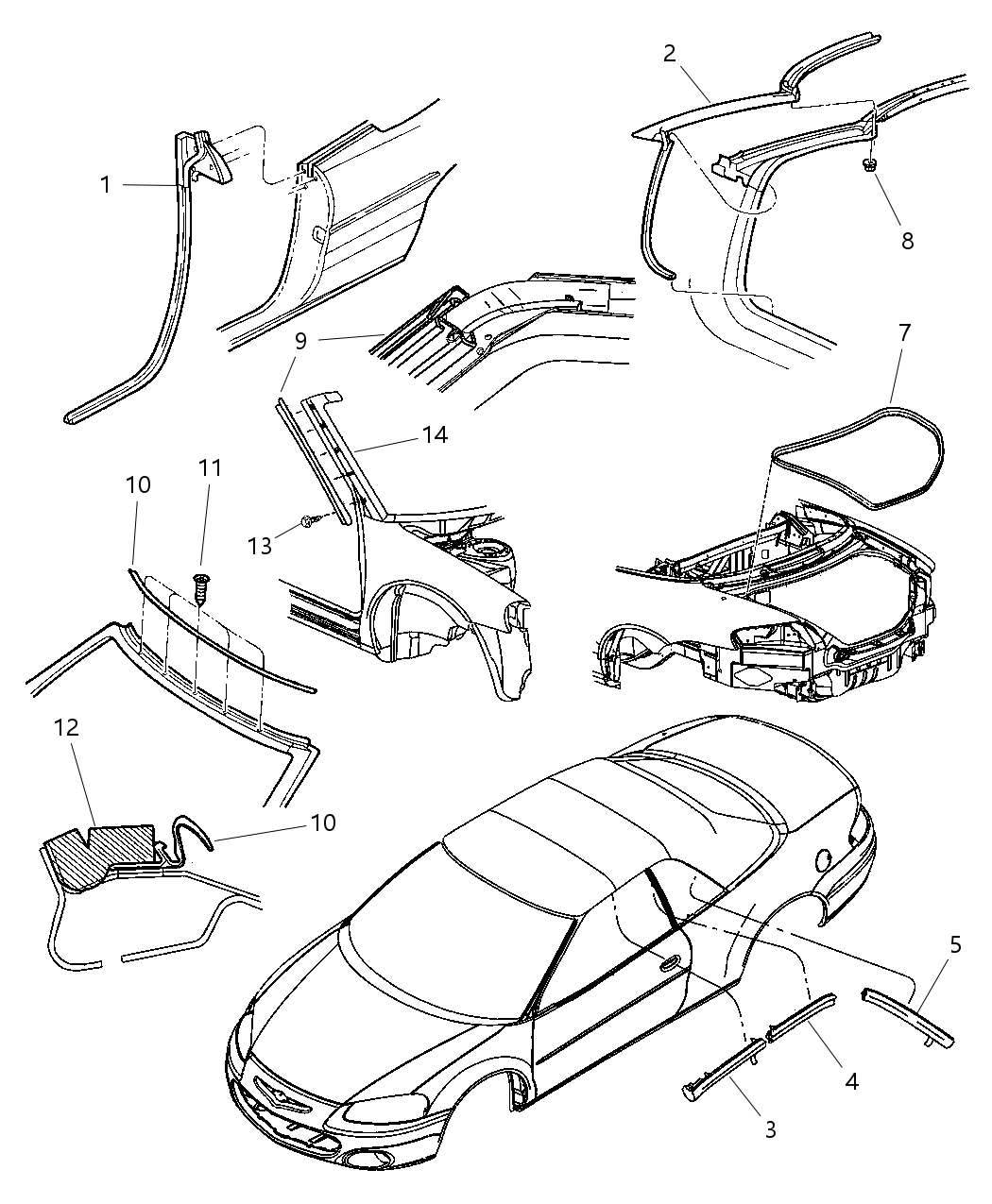 Mopar 4658536AB Retainer Folding Top Side Rail