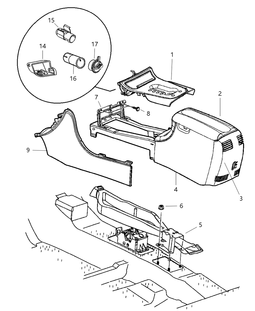 Mopar TJ34XT5AB Bin Floor Console