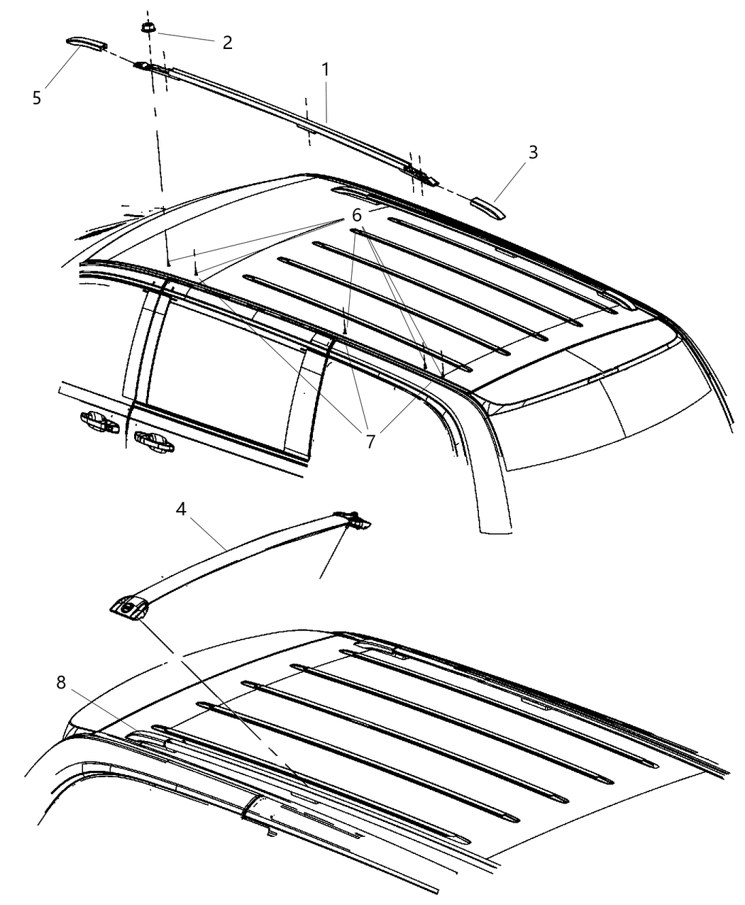 Mopar 5113212AC Rail Luggage Rack Side