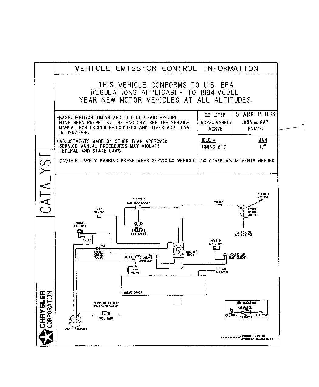 Mopar 52128775AA Label Emission