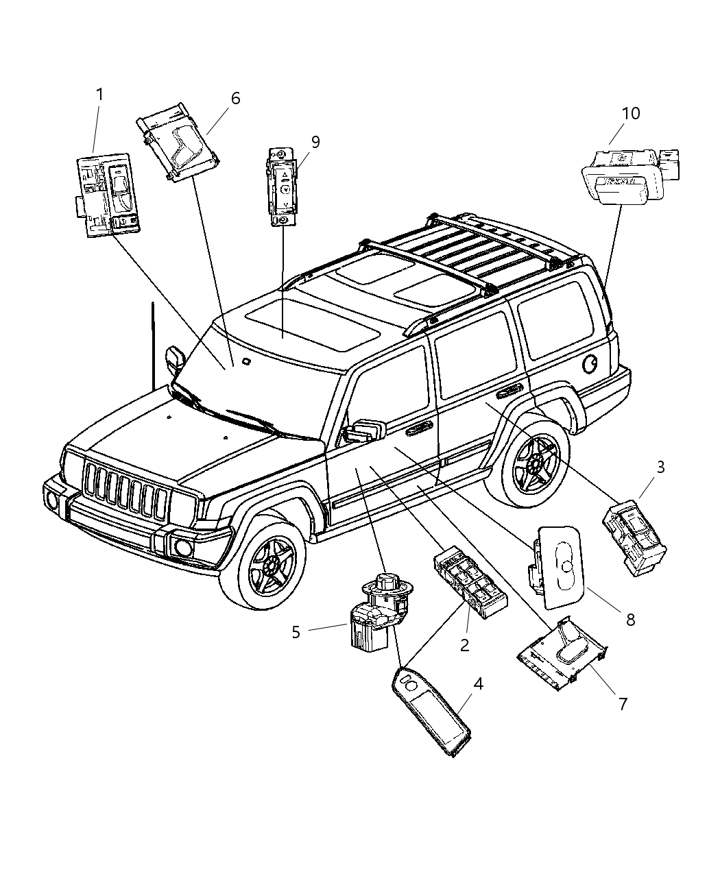 Mopar 5189961AA Bezel Switch for Door Trim Panels