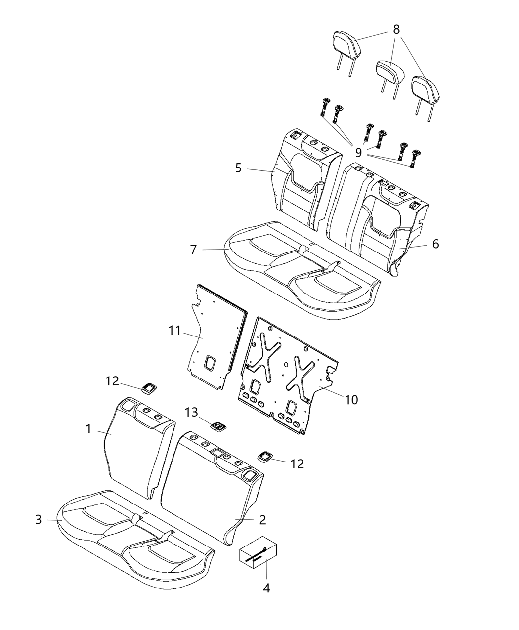 Mopar 7AD34U00AA Cover Rear Seat Back