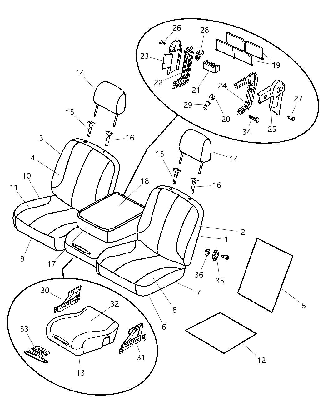Mopar 68002276AA Recliner Seat Back Without Sales Code [Xz9], See Note