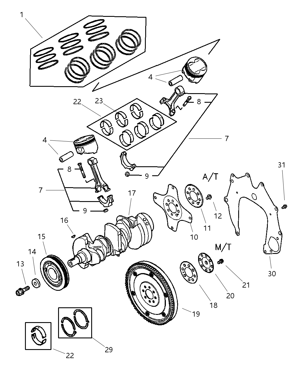 Mopar MD367092 Piston And Pin 1.00Mm Oversize