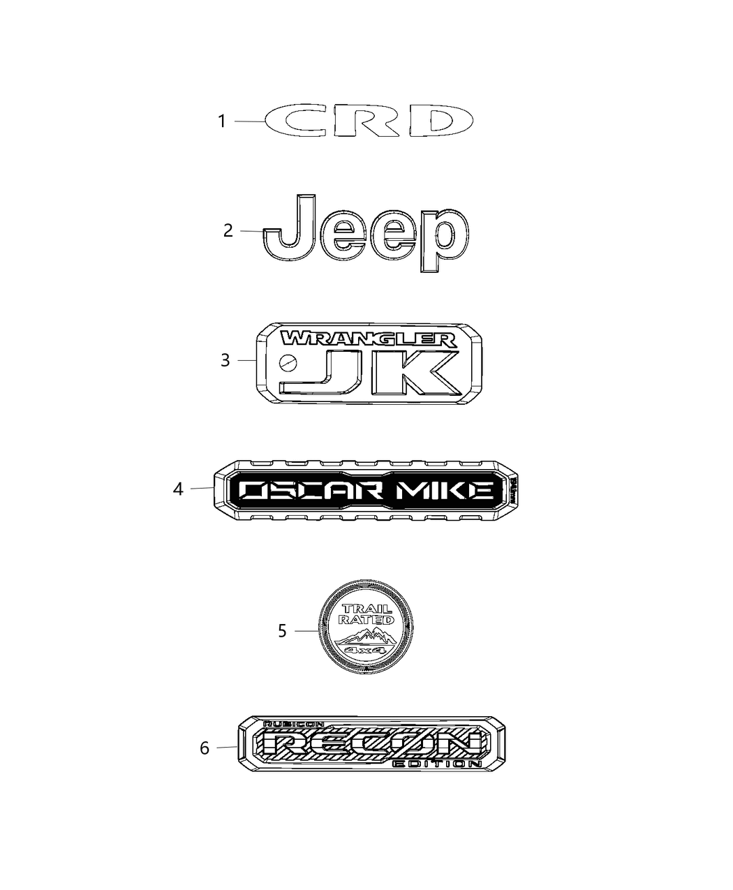 Mopar 68222314AA Nameplate Crd Rear Swing Gate