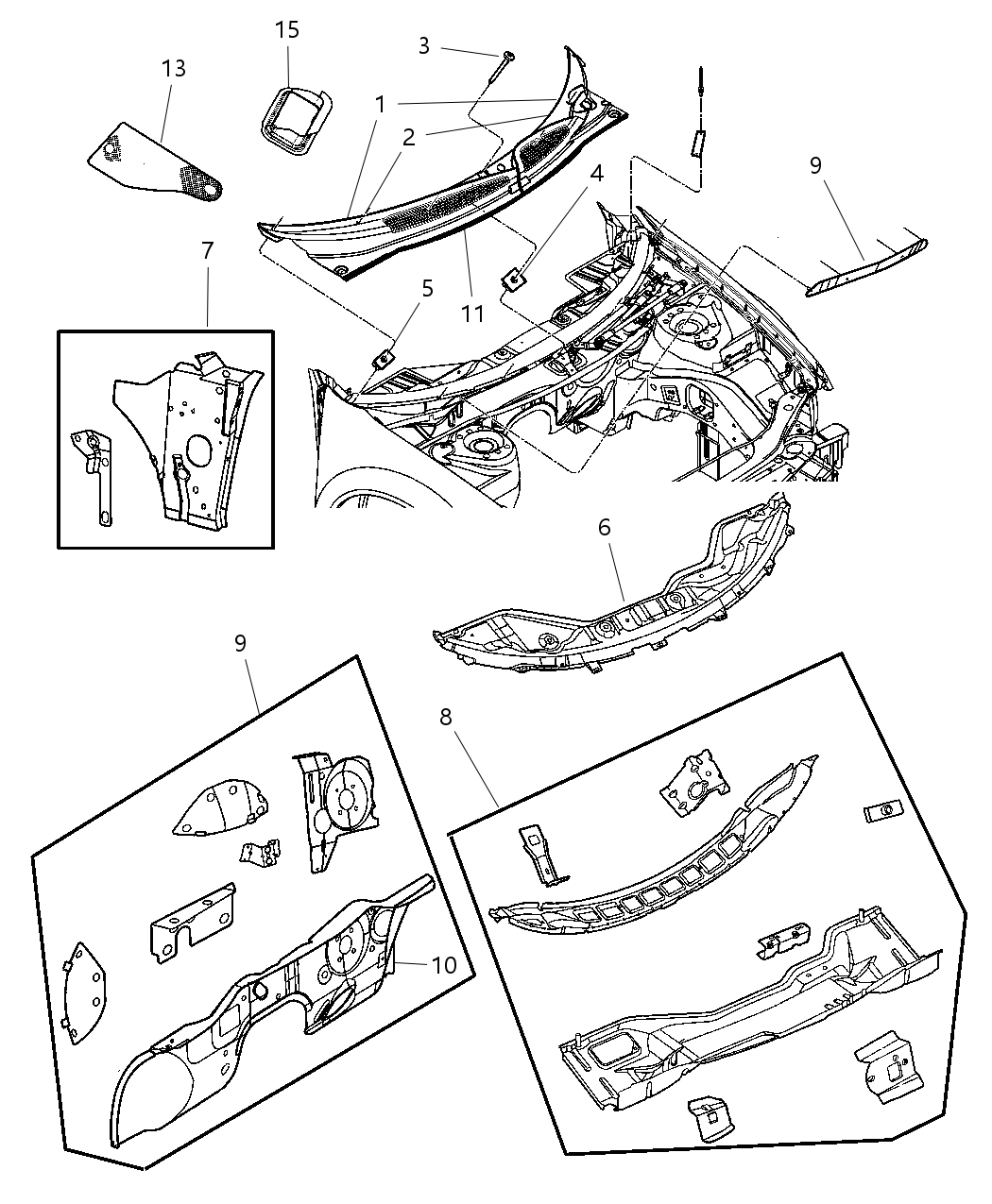 Mopar 4805317AE Screen Cowl Top