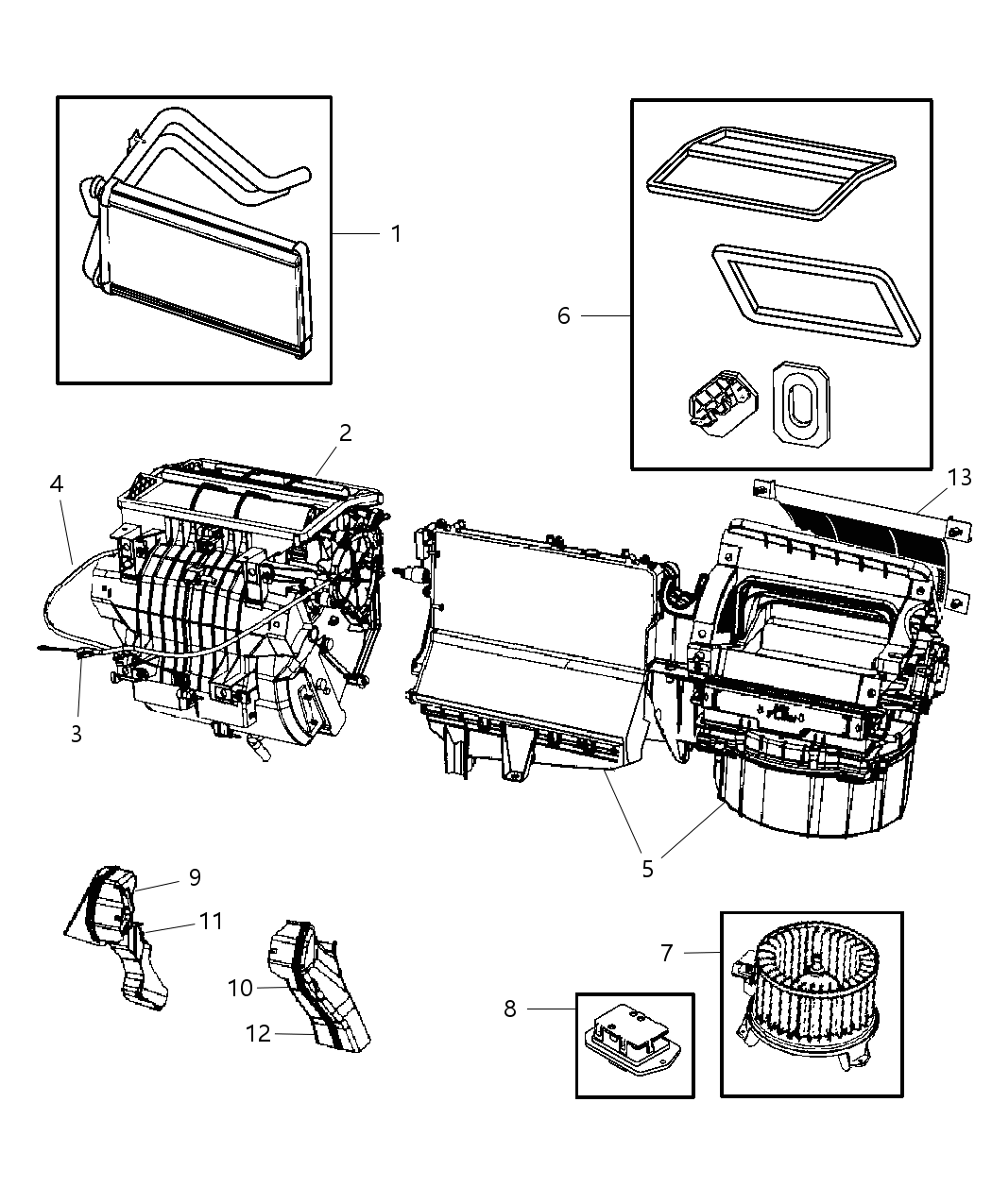 Mopar 5191349AA Housing Distribution: Defrost, Panel, Floor, Air Doors