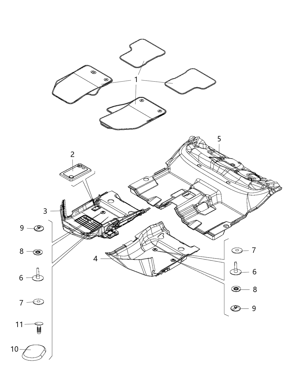 Mopar 6UM39GTVAA Mat Kit Floor - Complete