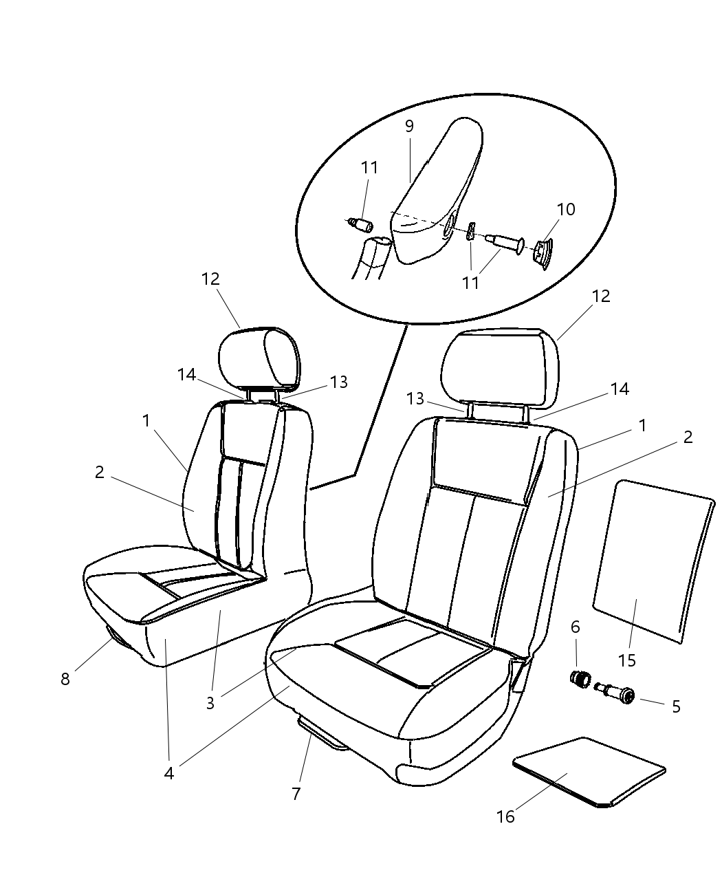 Mopar 1EC211D5AA Headrest Front