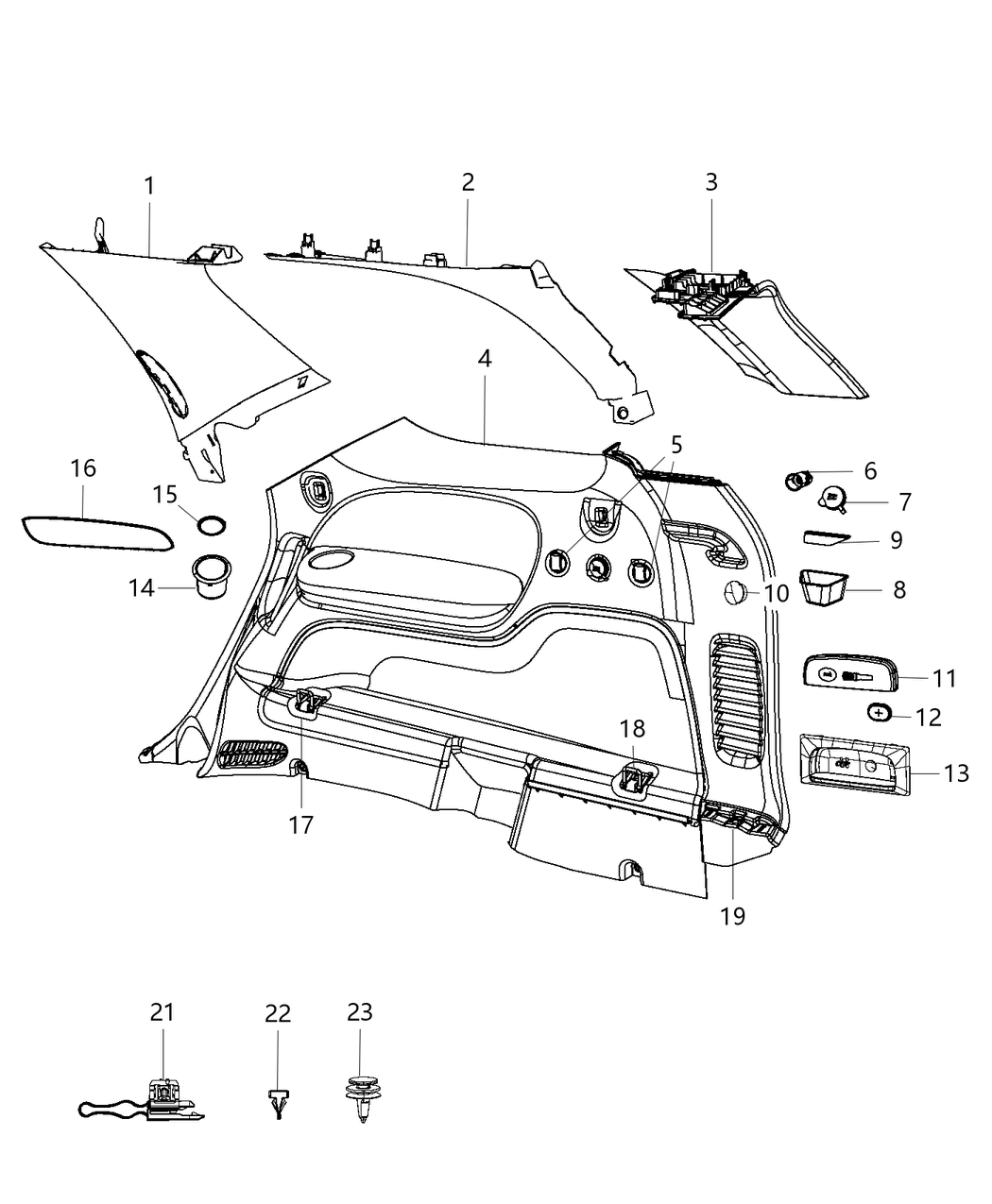 Mopar 5MJ031X9AC Panel Quarter Trim