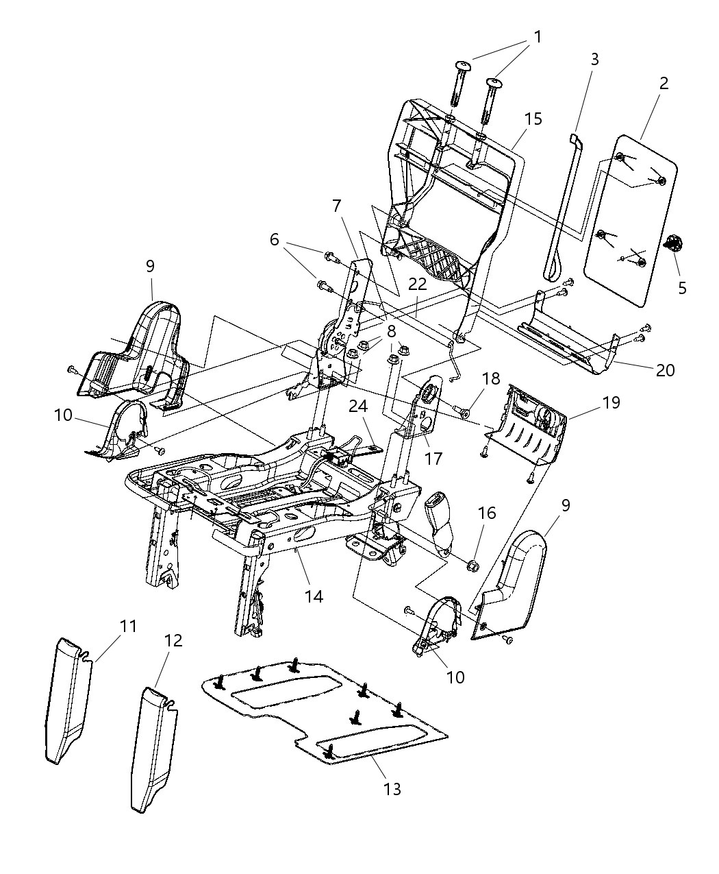 Mopar YN401D5AC Seat Complete Rear 60/40 Bench
