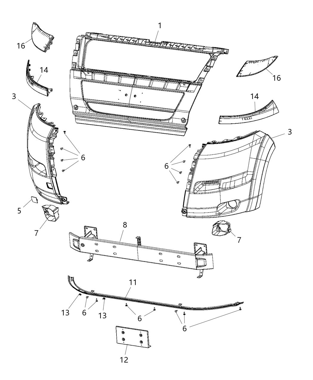 Mopar 5LT25JXWAB Lower Grille, Front