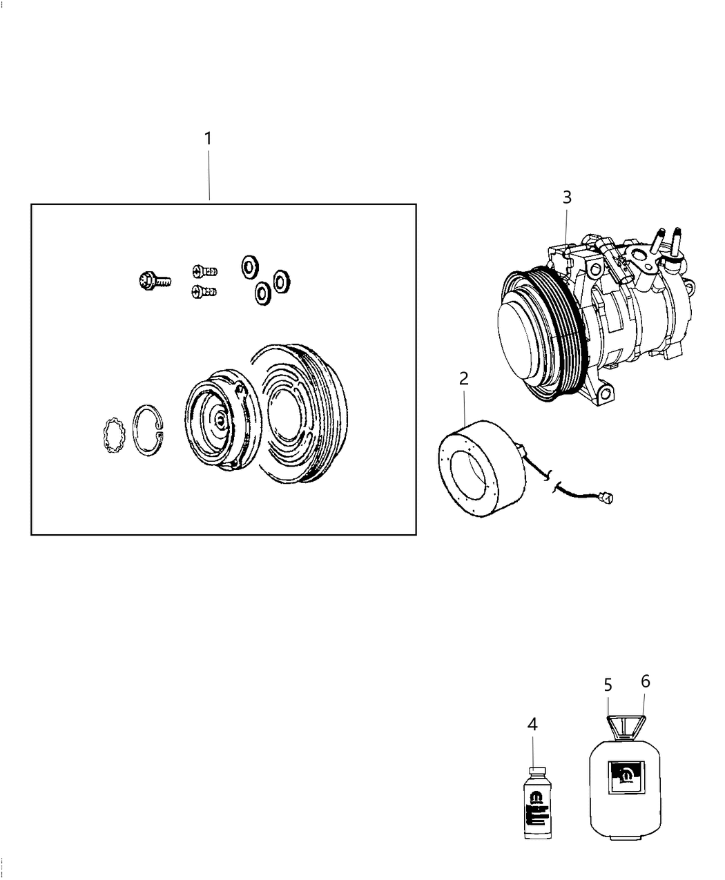 Mopar 68405124AA Clutch Overhaul Kit A/C Compressor: Snap Rings, etc.