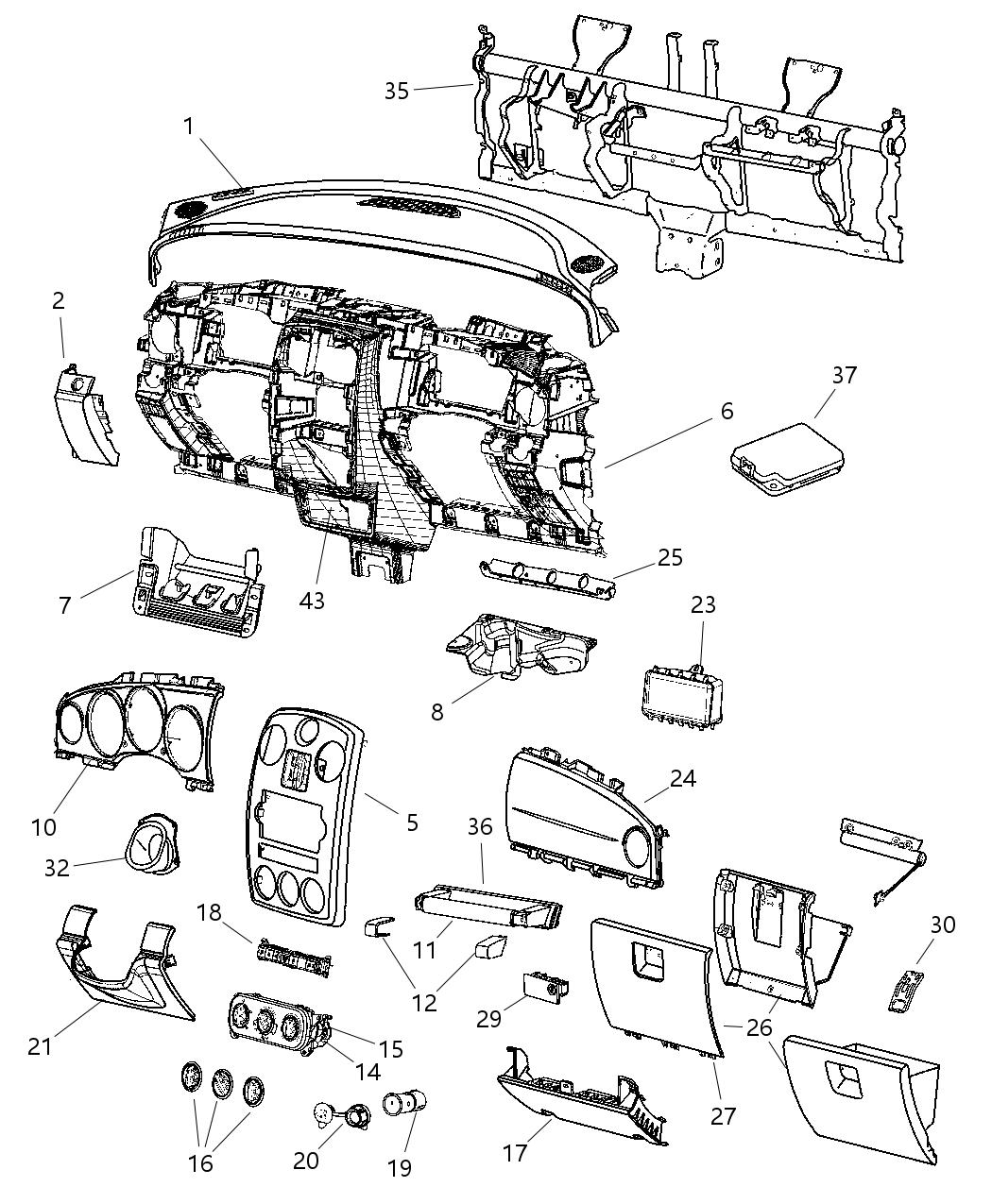Mopar 4680614AA Bumper Glove Box Door