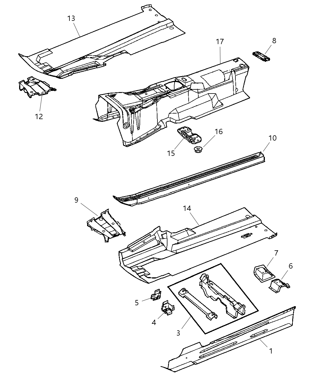 Mopar 50010137AA Bracket Diagonal Frame Reinforcement Crossfire