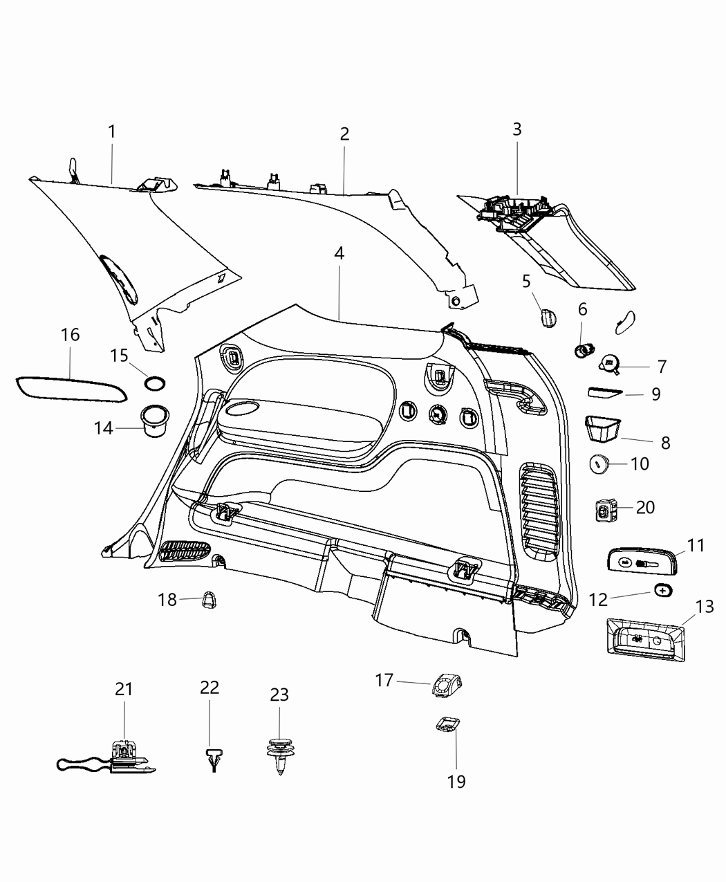 Mopar 5MJ031X9AE Panel Quarter Trim