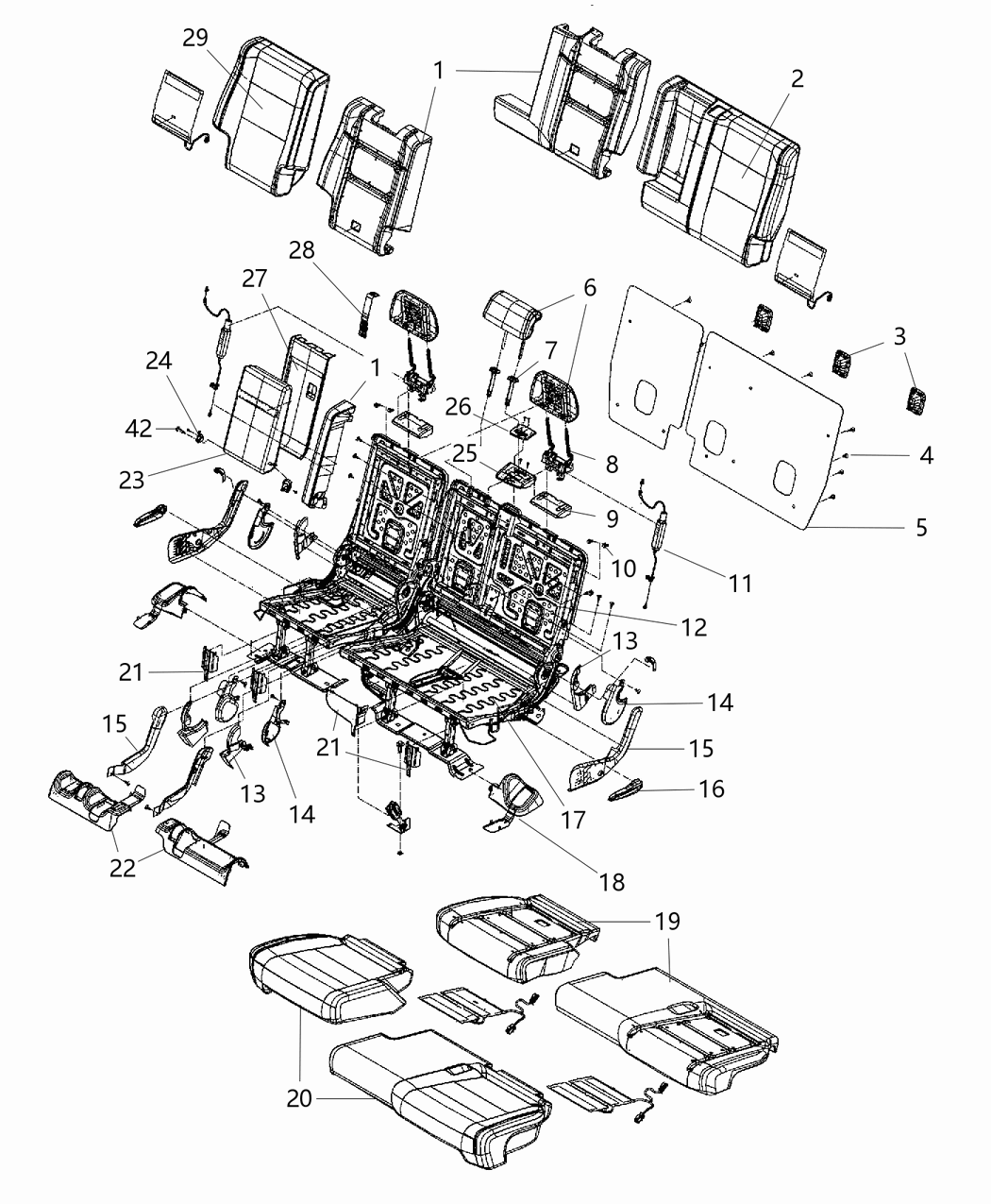 Mopar 5LK72BD3AA Cover Rear Seat Back Right