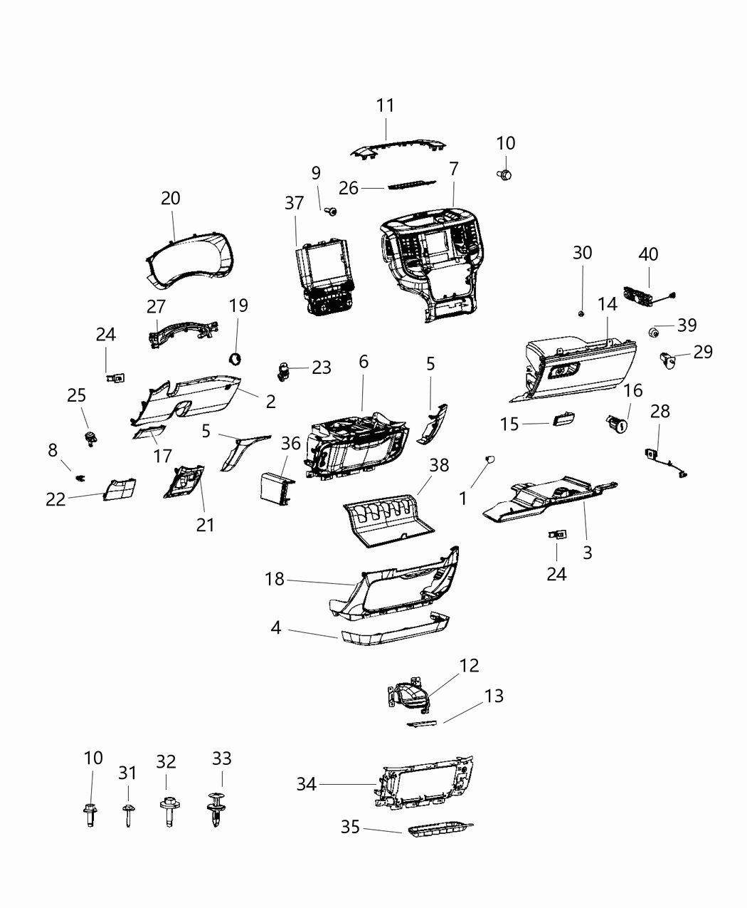 Mopar 68421650AB Center Stack Lower Located In 008-800-815 Electrical