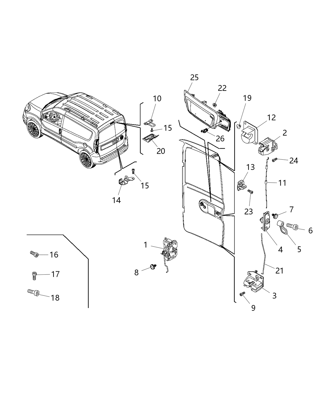 Mopar 68266541AA Lock Rear Cargo Door