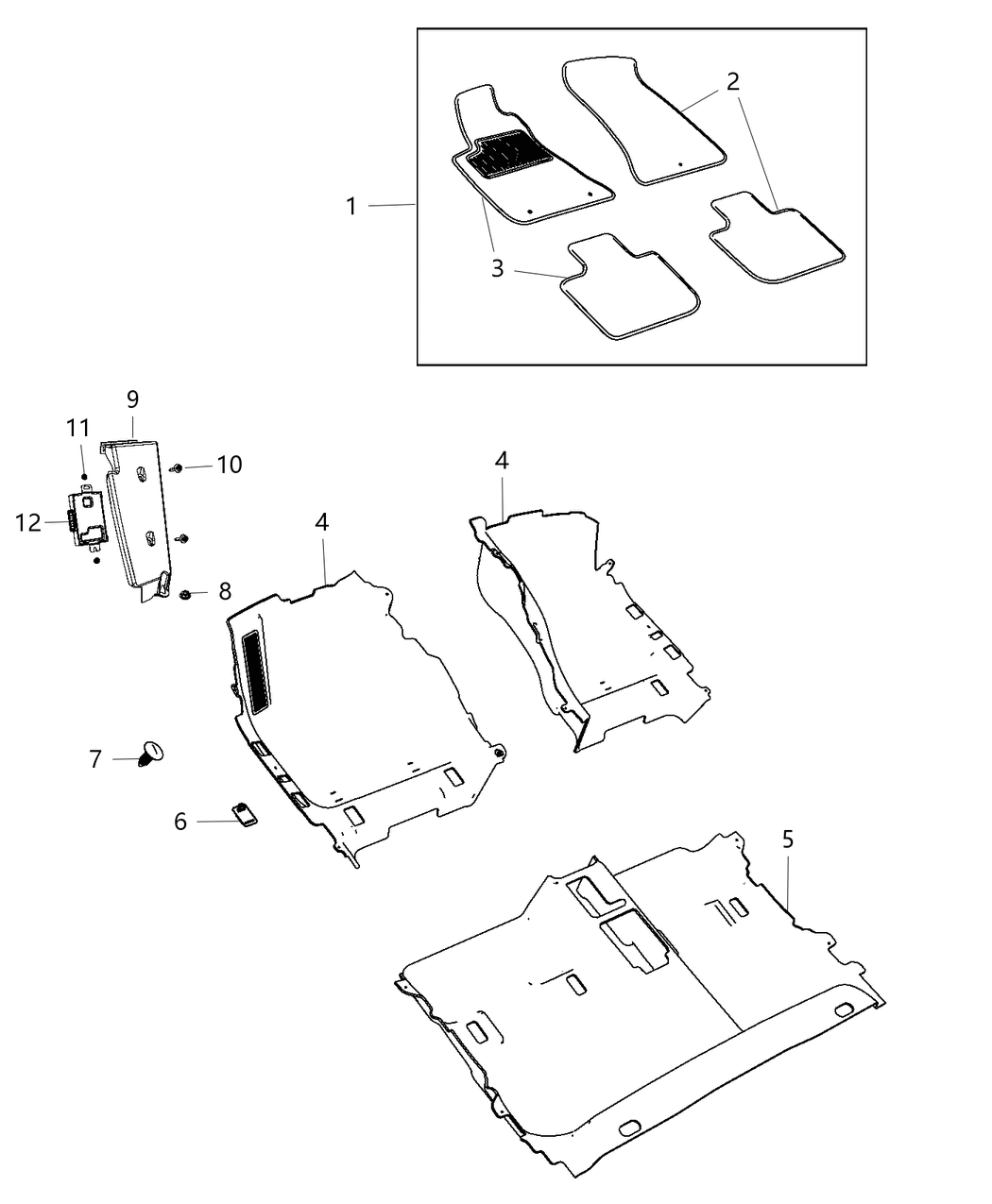 Mopar 5YR70DX9AB Mat Kit Front & Rear Carpet