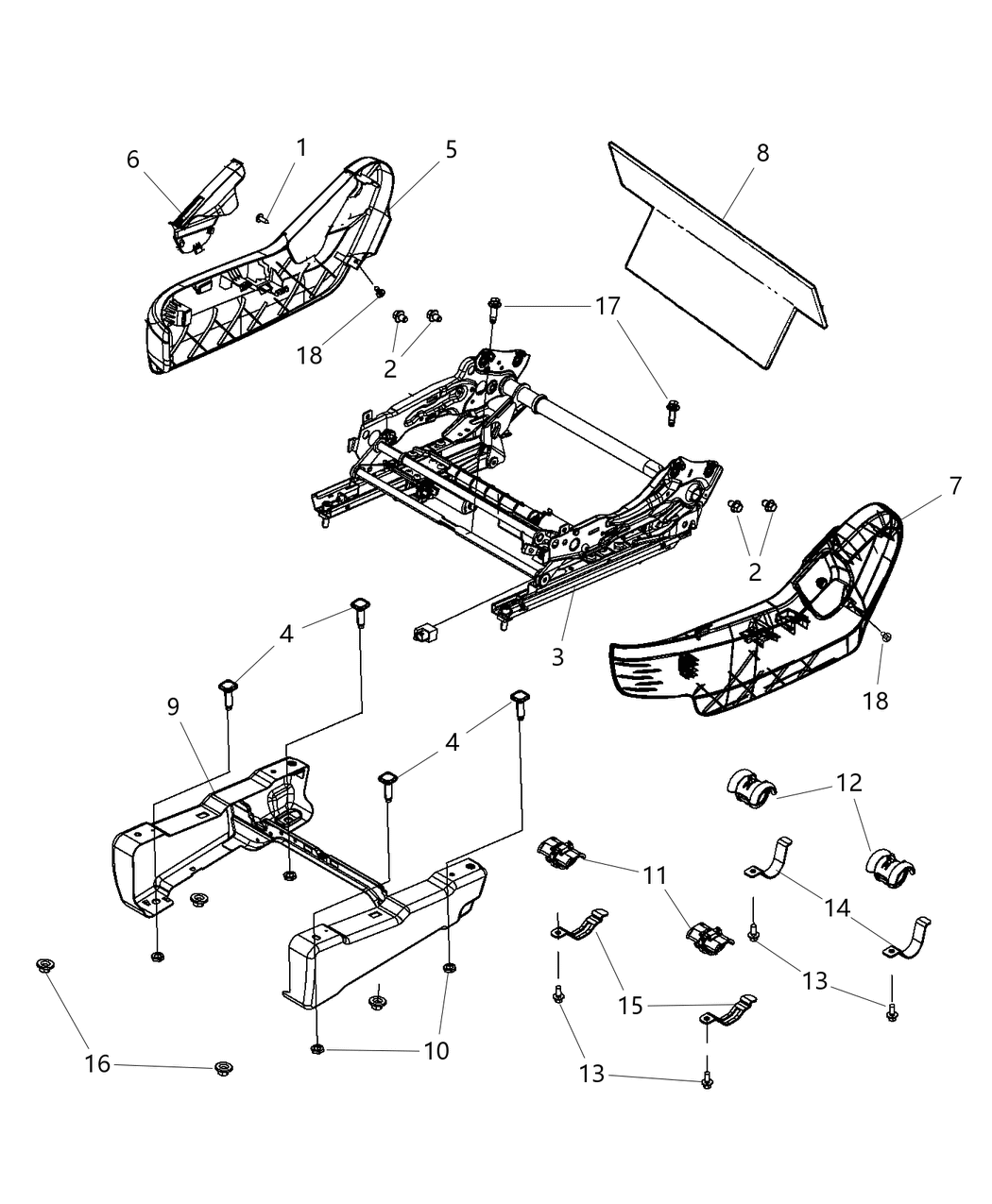 Mopar 1JB20LTUAB Shield Passenger Outboard, Passenger Side