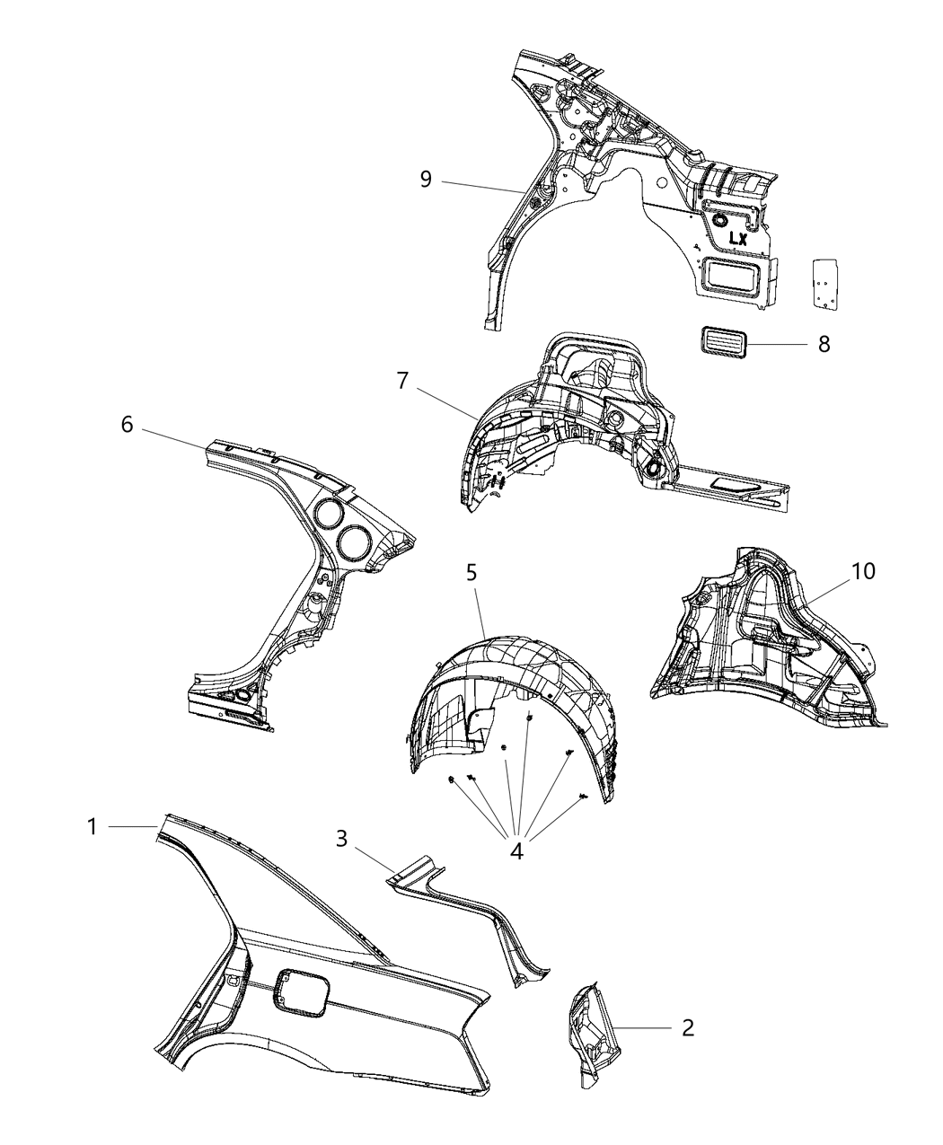 Mopar 68274334AG Reinforcement Bodyside Aperture Rear Inner