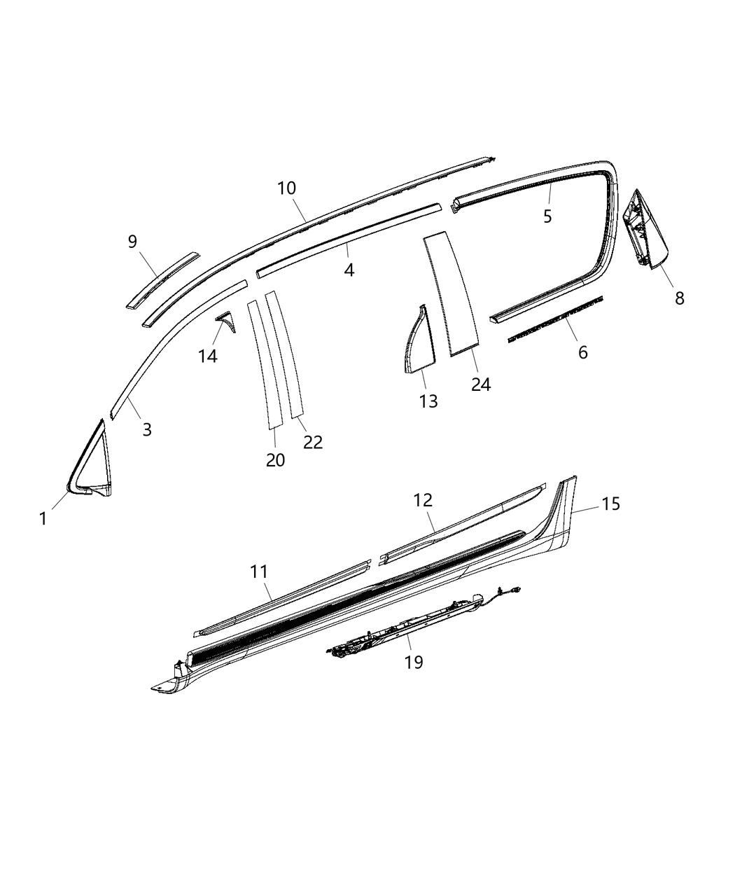 Mopar 55112812AB Bracket Mounting Day Light Opening, Rear Door Attaching