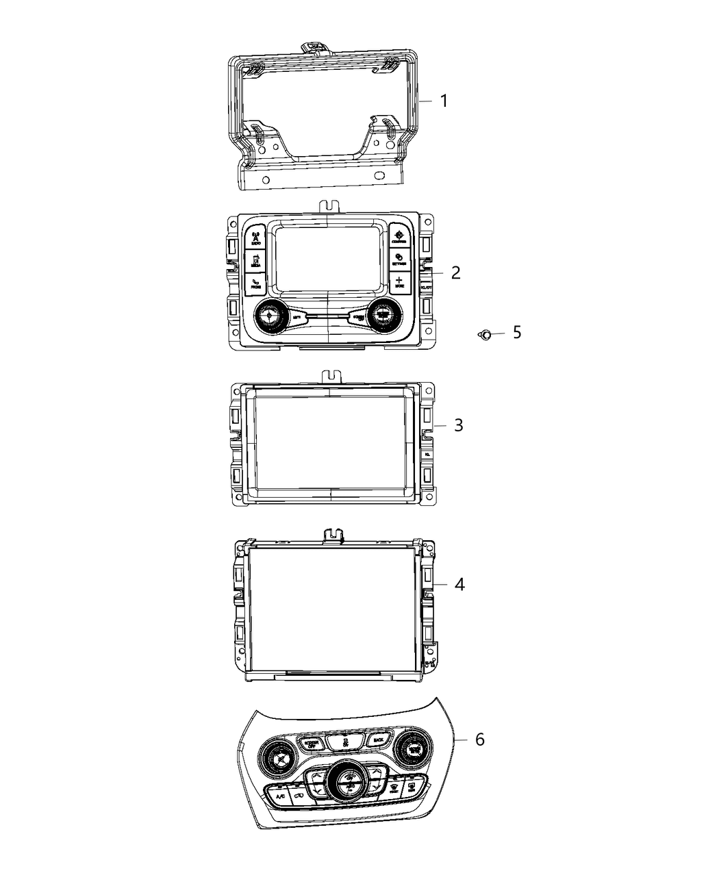 Mopar 68297442AE Radio Multi Media 5 Inch Display