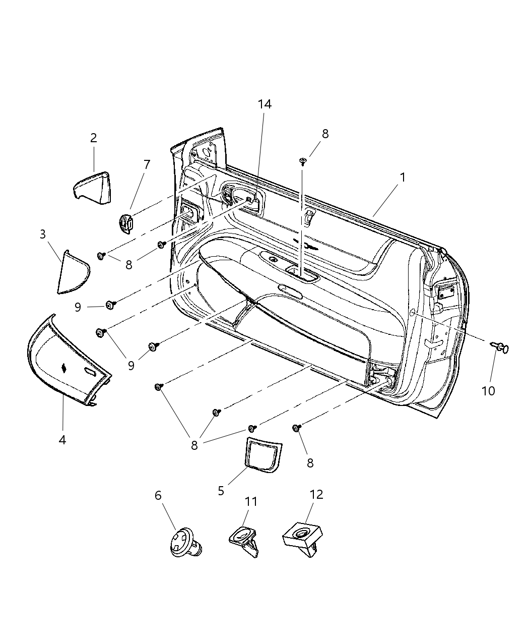 Mopar XV531L2AB Panel Door Trim Front