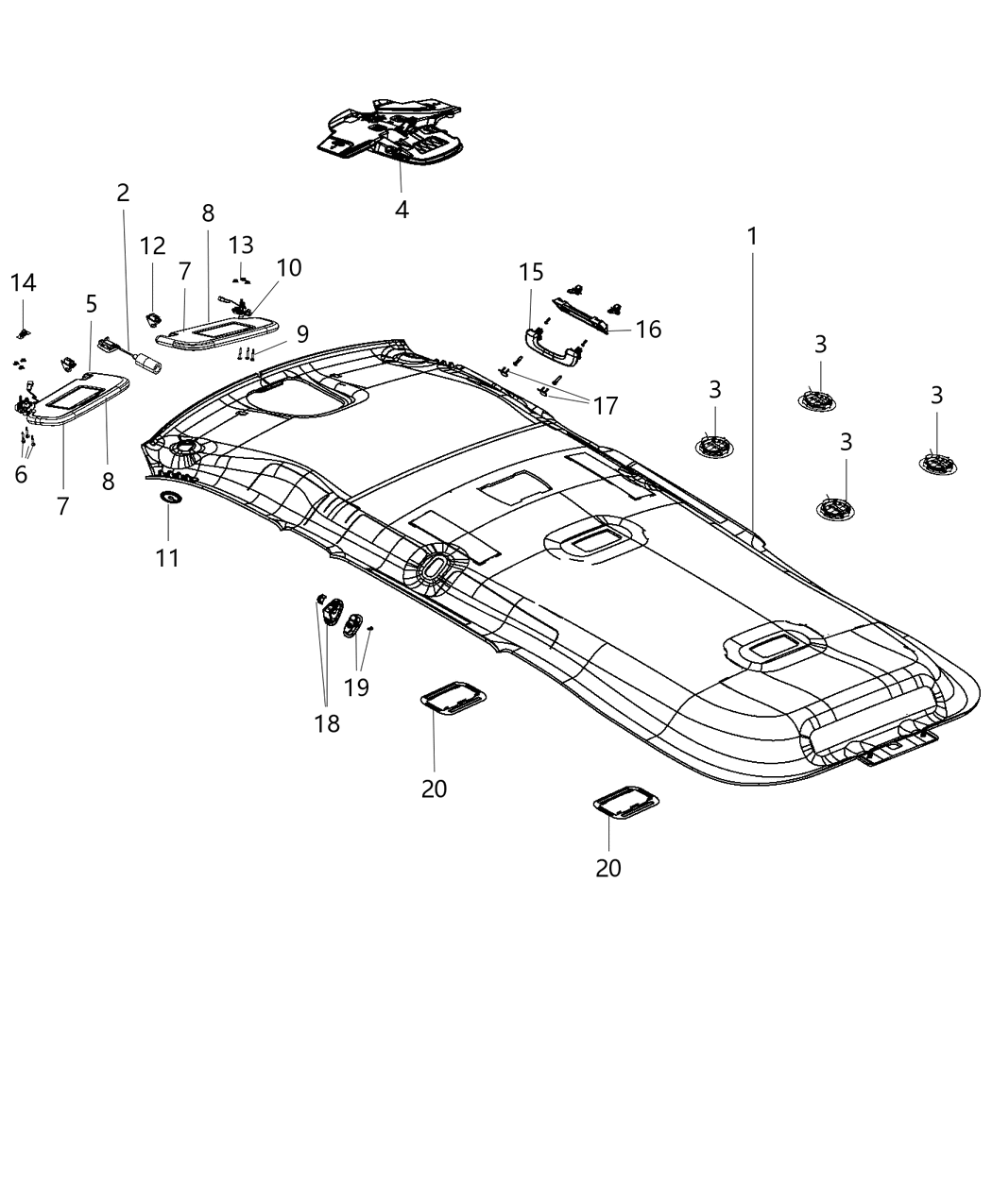 Mopar 68188903AB Retainer Overhead Console